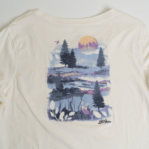 LL Bean Long Sleeve Pocket Tee Washed Organic Cotton Graphic Retro Nature - Picture 10 of 12